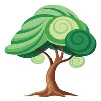 Innovative Tree with Canopy Formed by Swirling Wind Patterns in a Modern Style vector