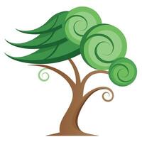 Artistic Tree with Canopy Made of Swirling Wind Patterns in a Colorful Design vector