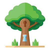 Imaginative Tree with Canopy in the Shape of a Keyhole in a Fantastical Design vector
