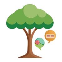 Innovative Tree with Canopy in the Shape of a Speech Bubble in a Modern Style vector