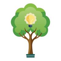 Unique Tree with Canopy in the Shape of a Light Bulb in a Whimsical Design vector