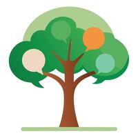 Artistic Tree with Canopy Made in the Shape of a Speech Bubble in a Colorful Design vector