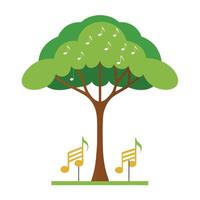Unique Tree with Canopy Inspired by Music Notes in a Whimsical Design vector