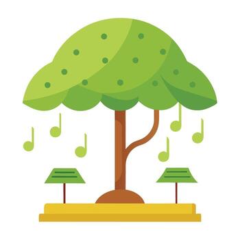 Artistic Tree with Canopy Made of Music Notes in a Colorful Design vector