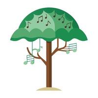 Imaginative Tree with Canopy Inspired by Music Notes in a Fantastical Design vector
