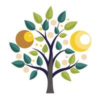 Imaginative Tree with Celestial Eclipse Leaves in a Fantastical Design vector