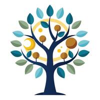 Innovative Tree with Celestial Eclipse Leaves in a Modern Style vector