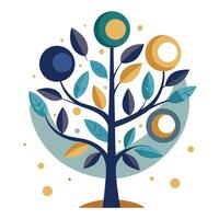 Unique Tree with Celestial Eclipse Leaves in a Whimsical Design vector