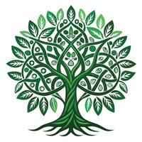 Imaginative Tree with Celtic Knot Leaves in a Fantastical Design vector