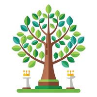 Imaginative Tree with Chess Piece Leaves in a Fantastical Design vector