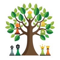 Chess Pieces as Leaves Create Flat Design vector