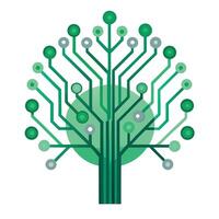 Design Circuit Board and Tech Leaves for Flat Tree vector