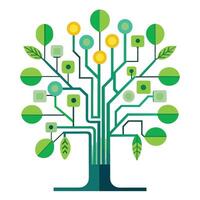 Circuit Board Pattern Leaves for Tree Design vector