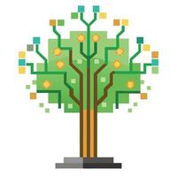 Design with Circuit Board Trunk and Pixelated Leaves vector