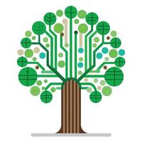 Design with Circuit Pattern on Trunk for Tech Tree vector