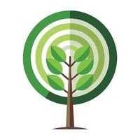 Flat Tree Design with Circular Rings for Leaves vector