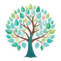 Circular Watercolor Drops as Leaves for Tree Design vector