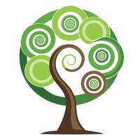 Flat Tree Design with Circular Spiral Trunk vector