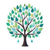 Design with Circular Watercolor Drops as Leaves vector