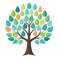 Tree Design with Circular Watercolor Drops as Leaves vector