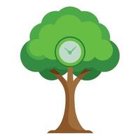 Artistic Tree with Clock Face Embedded in Canopy in a Colorful Design vector