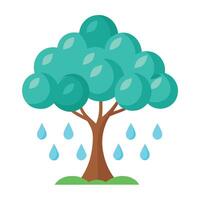 Innovative Tree with Cloud and Raindrop Leaves in a Modern Style vector