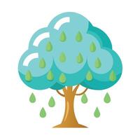 Artistic Tree with Cloud and Raindrop Leaves in a Colorful Design vector