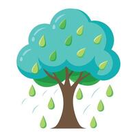 Imaginative Tree with Cloud and Raindrop Leaves in a Fantastical Design vector