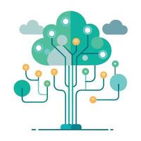 Innovative Tree with Cloud Computing and Data Flow Leaves in a Modern Style vector