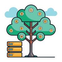 Imaginative Tree with Cloud Computing Elements in a Fantastical Design vector