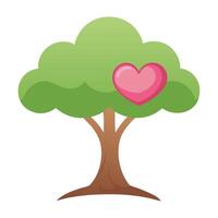 Cloud Shaped Canopy and Heart Shape for Flat Tree Design vector