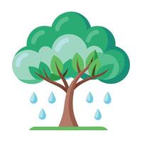 Cloud Leaves Dripping Raindrops Generate Design vector