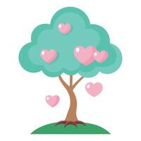 Flat Tree Design with Cloud Shaped Canopy and Heart Shape vector