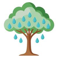 Design with Cloud Leaves Dripping Raindrops for Tree vector