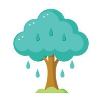 Design Cloud Shaped Leaves and Raindrop Roots for Flat Tree vector