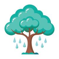 Cloud Shaped Leaves and Raindrop Roots Design for Flat Tree vector