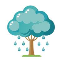 Cloud Shaped Leaves and Raindrop Roots for Flat Tree Design vector