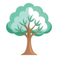 Flat Tree Design with Cloudy Canopy Style vector