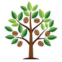 Coffee Bean Leaves for a Caffeine Tree for Flat Tree Design vector