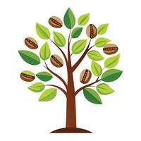 Coffee Bean Leaves for a Caffeine Tree Design for Flat Tree vector