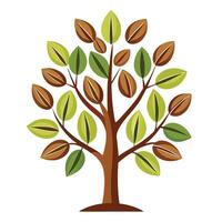 Flat Tree Design with Coffee Bean Leaves for a Caffeine Tree vector