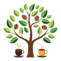 Design Coffee Beans as Leaves for Flat Tree Style vector