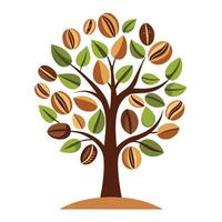 Design Coffee Beans as Leaves for a Coffee Tree for Flat Tree vector