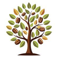 Coffee Beans as Leaves for a Coffee Tree for Flat Tree Design vector