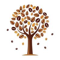 Coffee Beans as the Canopy for Flat Tree Design vector