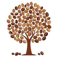 Coffee Beans as the Canopy Create Design for Flat Tree vector