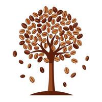 Design with Coffee Beans as the Canopy for Flat Tree vector