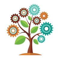 Artistic Tree with Cogs and Gears as Leaves in a Colorful Design vector