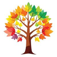 Innovative Tree with Colorful Autumn Leaves Forming a Gradient in a Modern Style vector