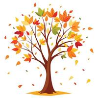 Innovative Tree with Colorful Autumn Leaves Floating in a Modern Style vector